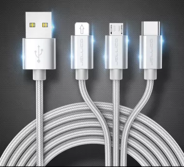 Cablu de date incarcare 3 in 1, Argintiu - Fast Charger ZR A8614